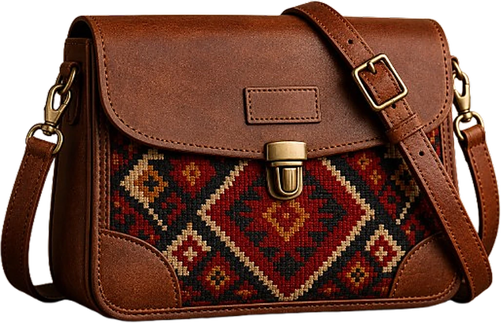 The LUULWA Sadu Crossbody with a hand-woven panel